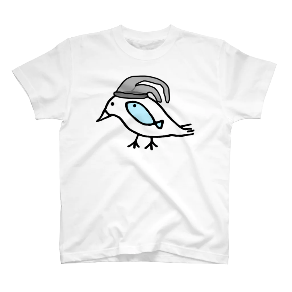 あおだま雑貨店の鳥と魚のねこぜちゃん(タイツ)*おおきめデザイン Regular Fit T-Shirt