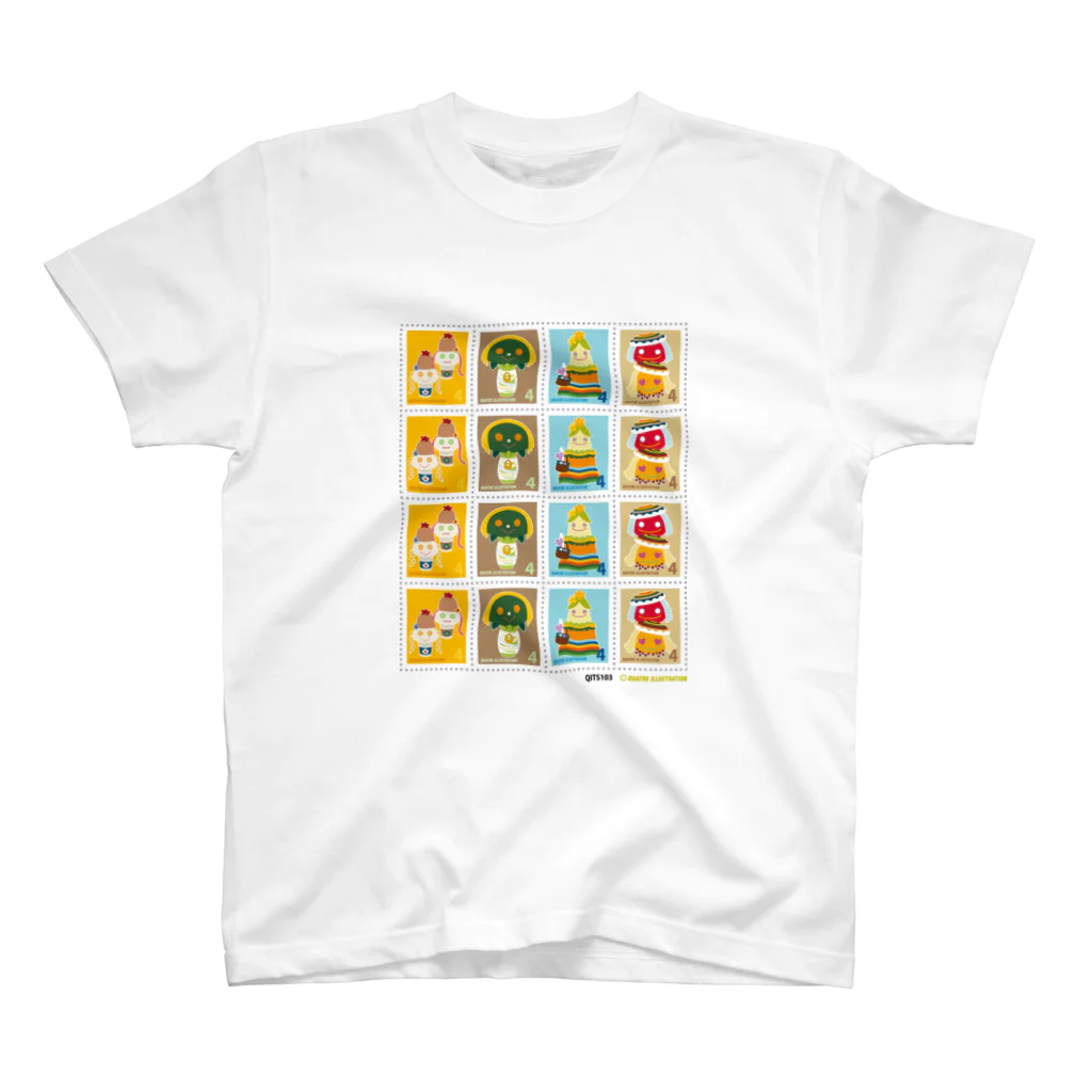 Quatre Illustrationのキャトル切手_お野菜ファッションB 4×4 Regular Fit T-Shirt