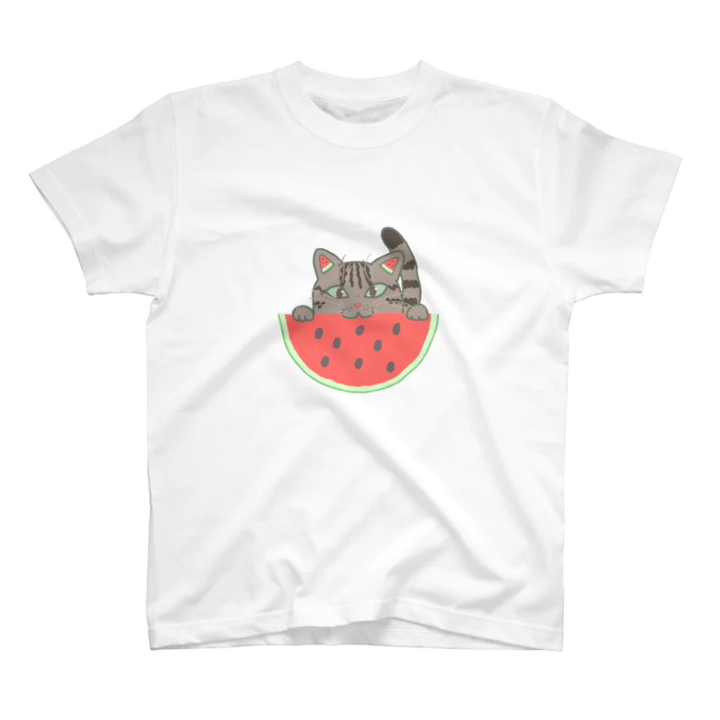 キャリー峰子のスイカ猫 Regular Fit T-Shirt