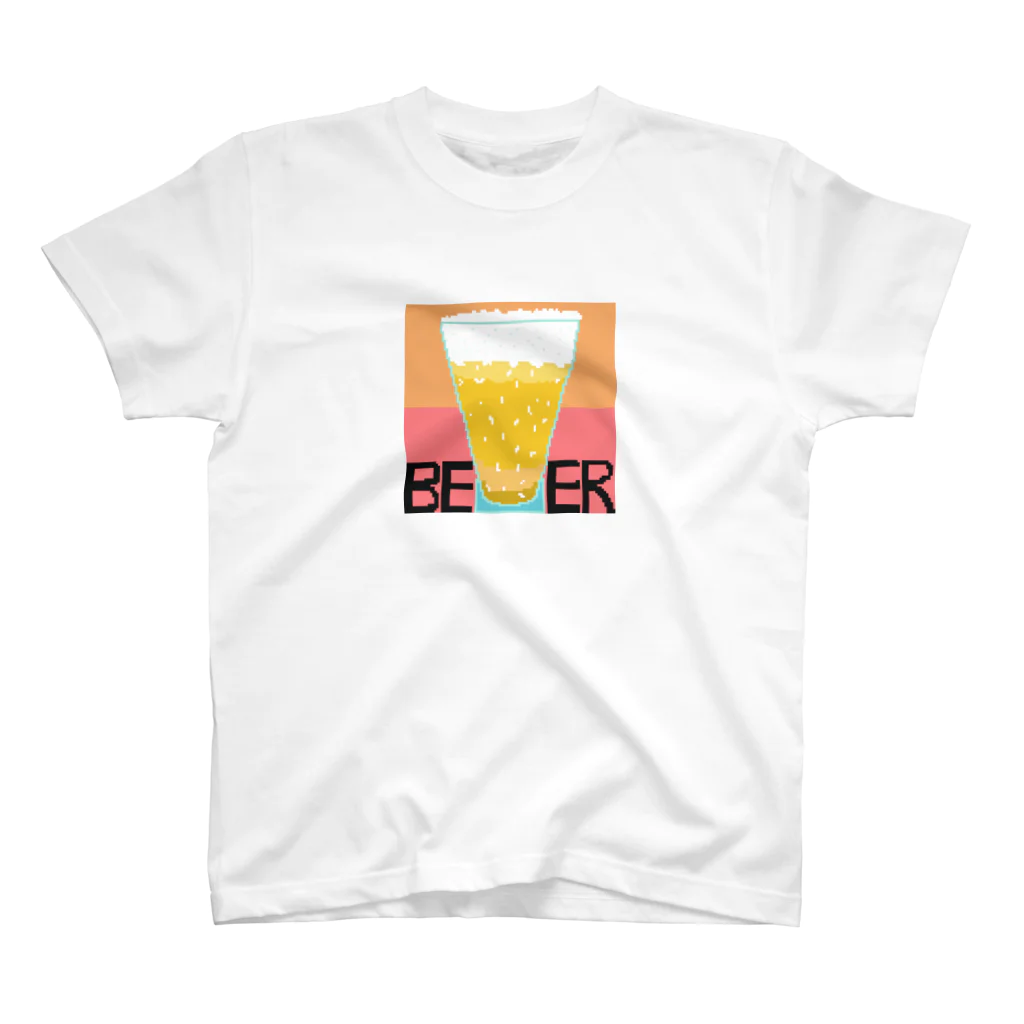 ノリック★ギターへの道& 筋トレ💪(￣з￣💪)！人生珍道中！！のお洒落なBEERグラスのドット絵 スタンダードTシャツ