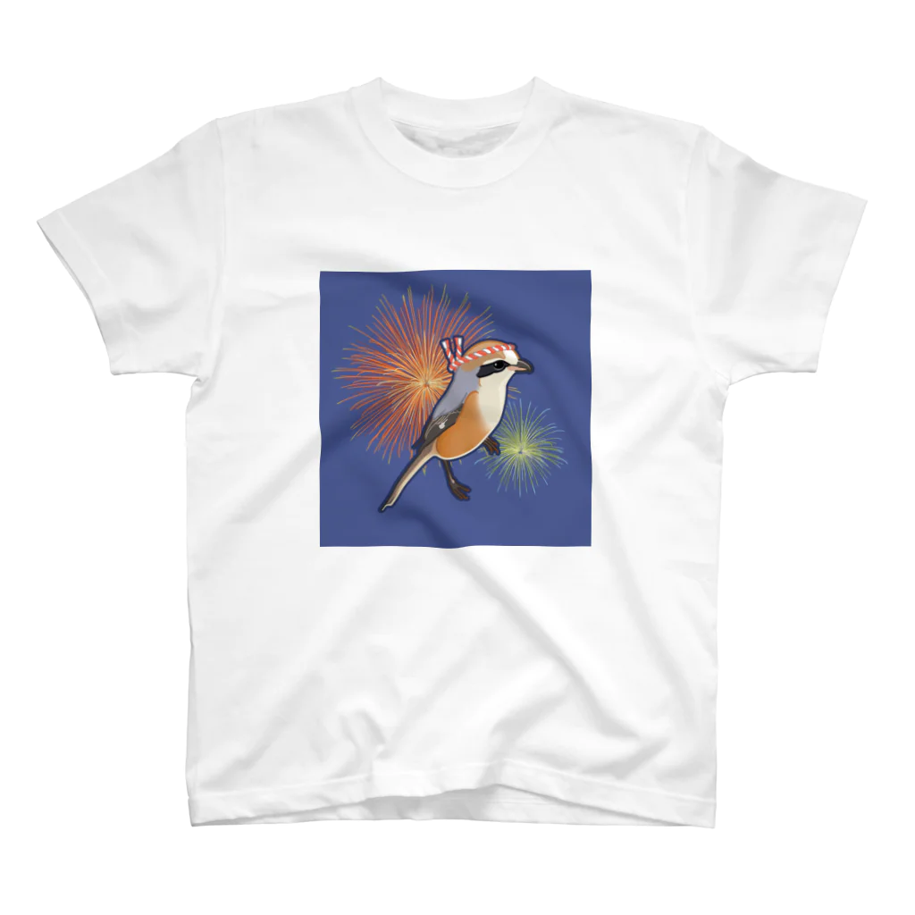 やちよ｜リアル鳥イラストのはちまき鳥_モズさん スタンダードTシャツ