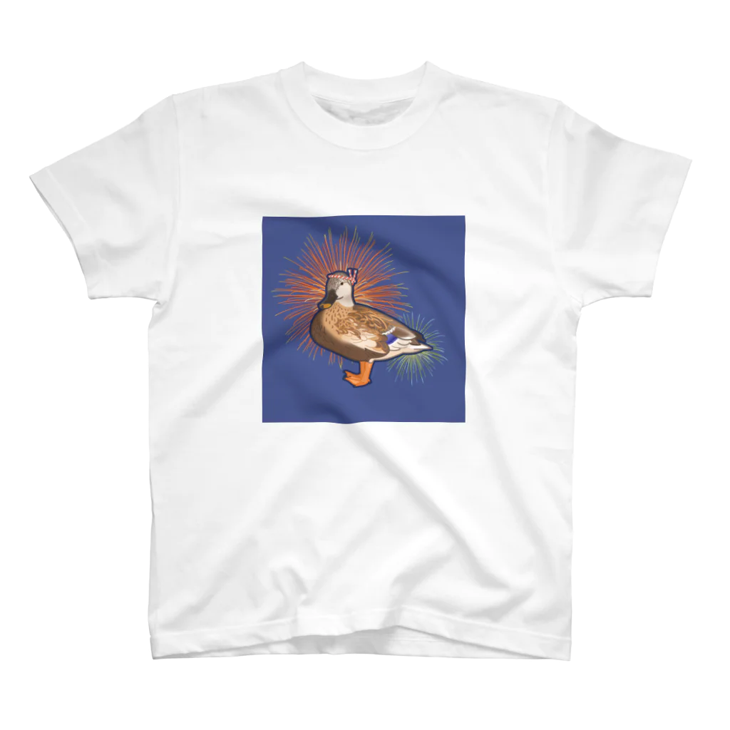 やちよ｜リアル鳥イラストのはちまき鳥_カルガモさん Regular Fit T-Shirt