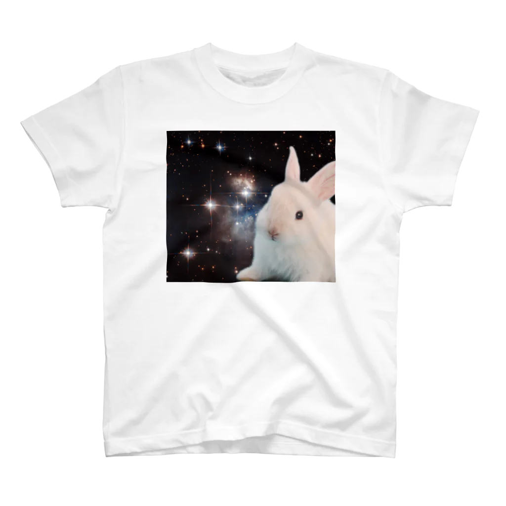 宇宙動物園の宇宙白うさぎ Regular Fit T-Shirt