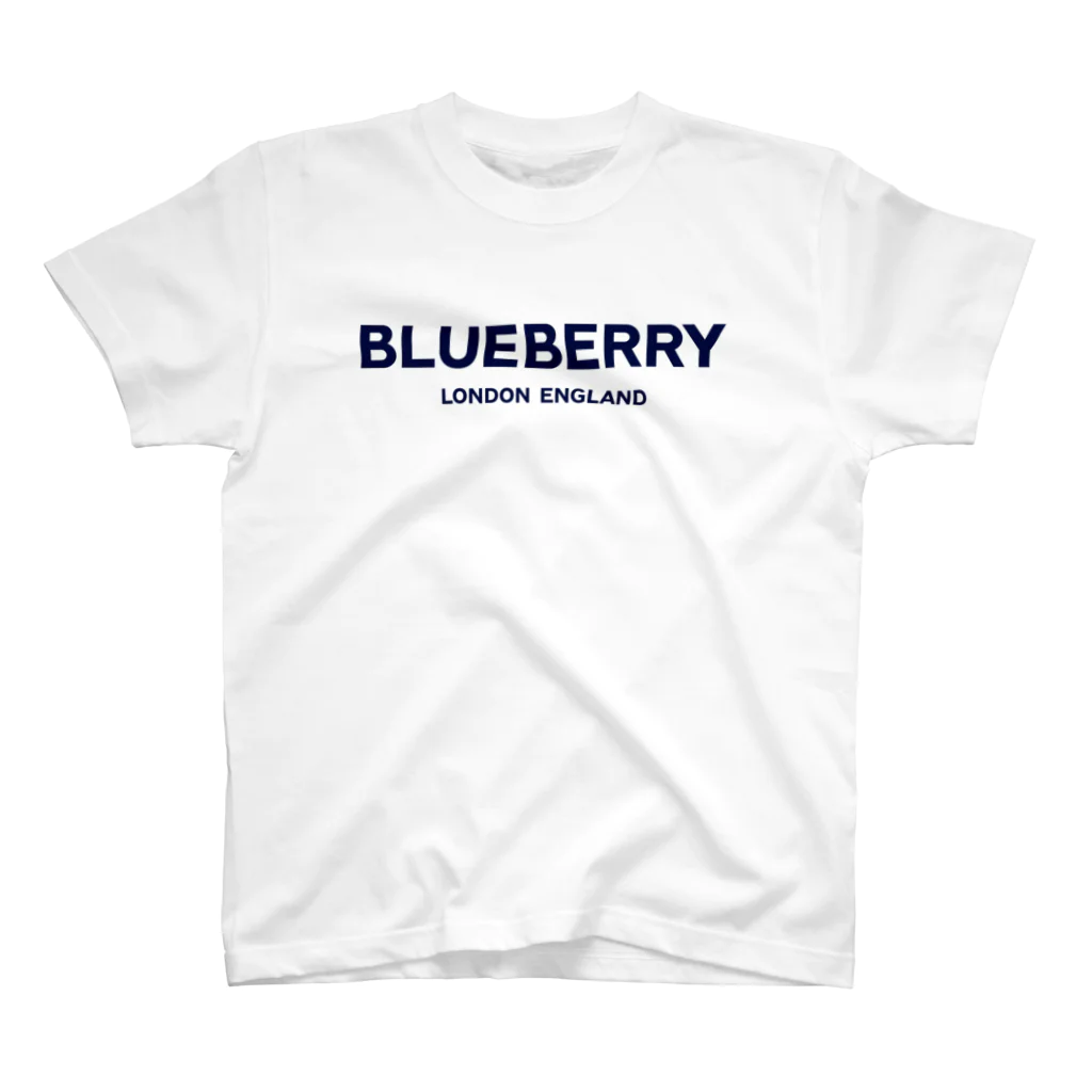 TOKYO LOGOSHOP 東京ロゴショップのBLUEBERRY LONDON ENGLAND-ブルーベリー ロンドン イングランド- ブルーネイビーロゴ スタンダードTシャツ