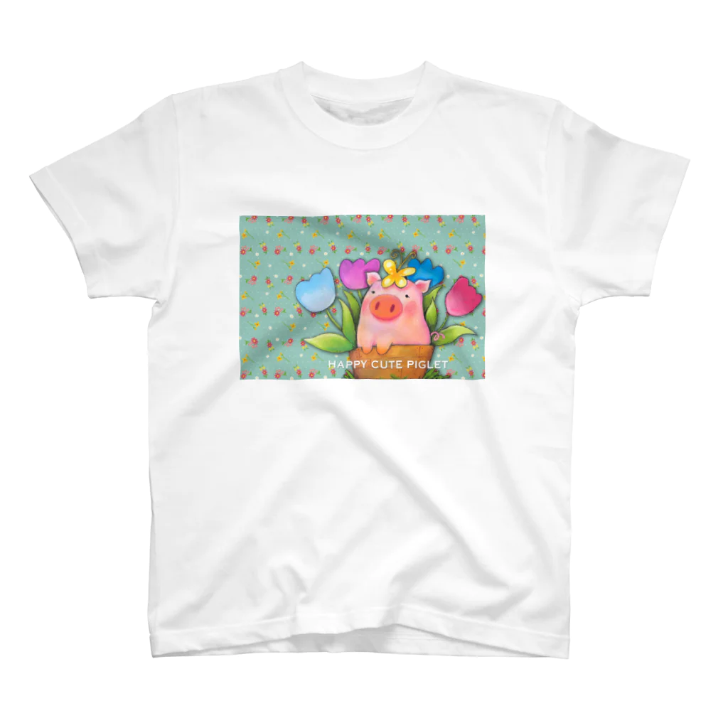 デザインハウスピリカのHAPPY CUTE PIGLET スタンダードTシャツ