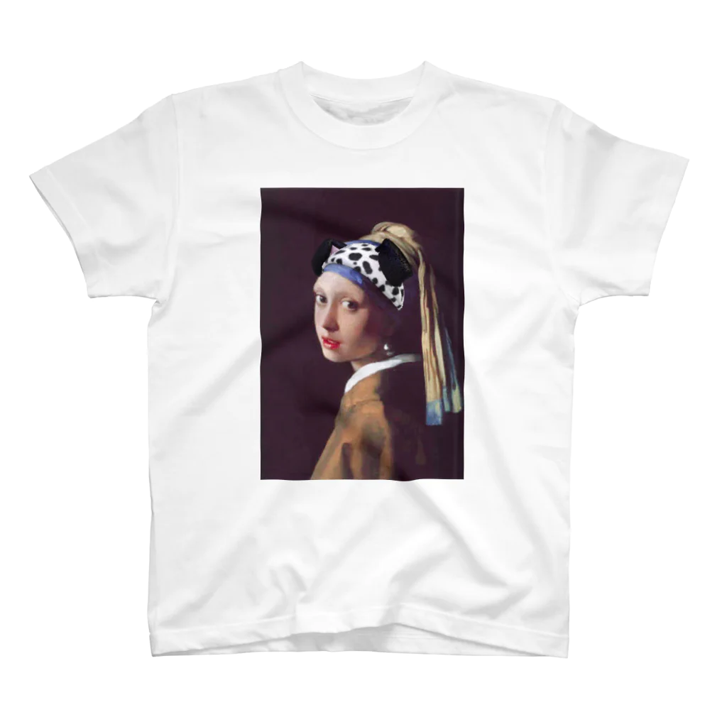 parodyArt Nの真珠の耳飾りの少女ダルメシアン Regular Fit T-Shirt