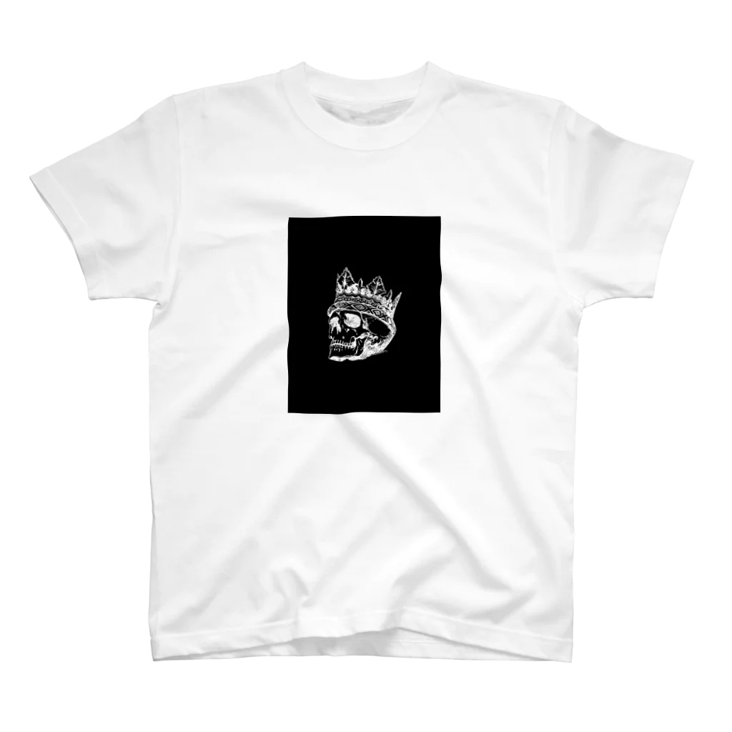 COOL&SIMPLEのBlack White Illustrated Skull King  Regular Fit T-Shirt