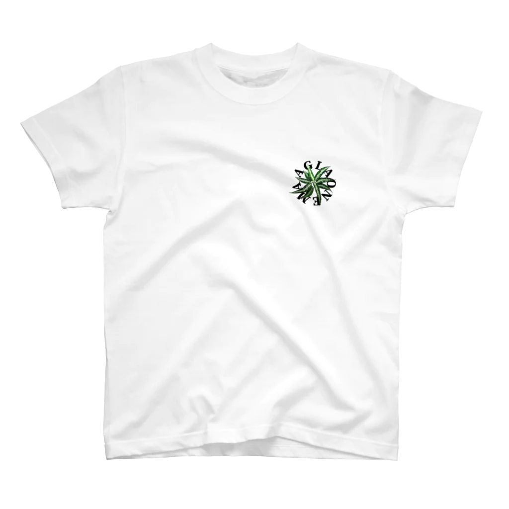 熱帯デザイン.com@SUZURIの【サークルロゴ】AGLAONEMA TRICOLOR（アグラオネマトリカラー）BLACK スタンダードTシャツ