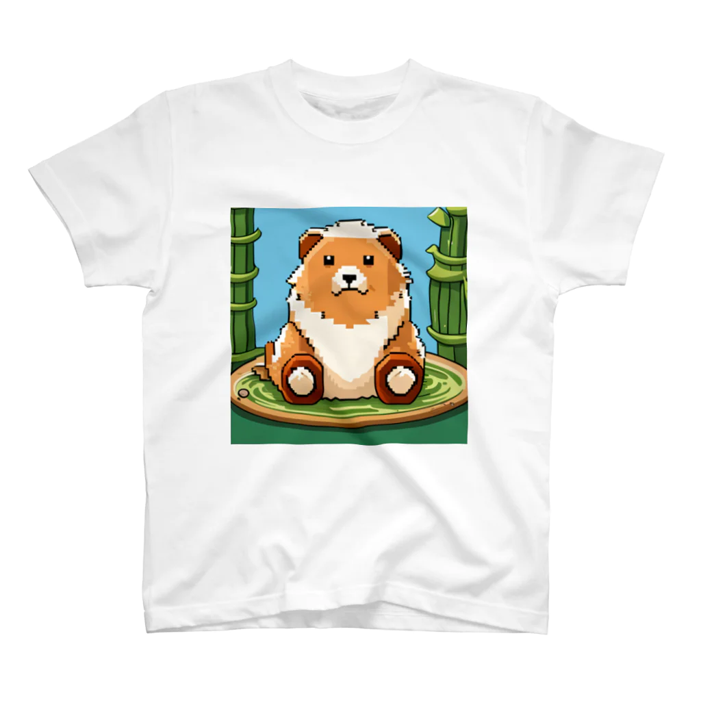 動物マニアのドット絵ショップのドット絵の可愛いクマちゃん🐻🎋 スタンダードTシャツ