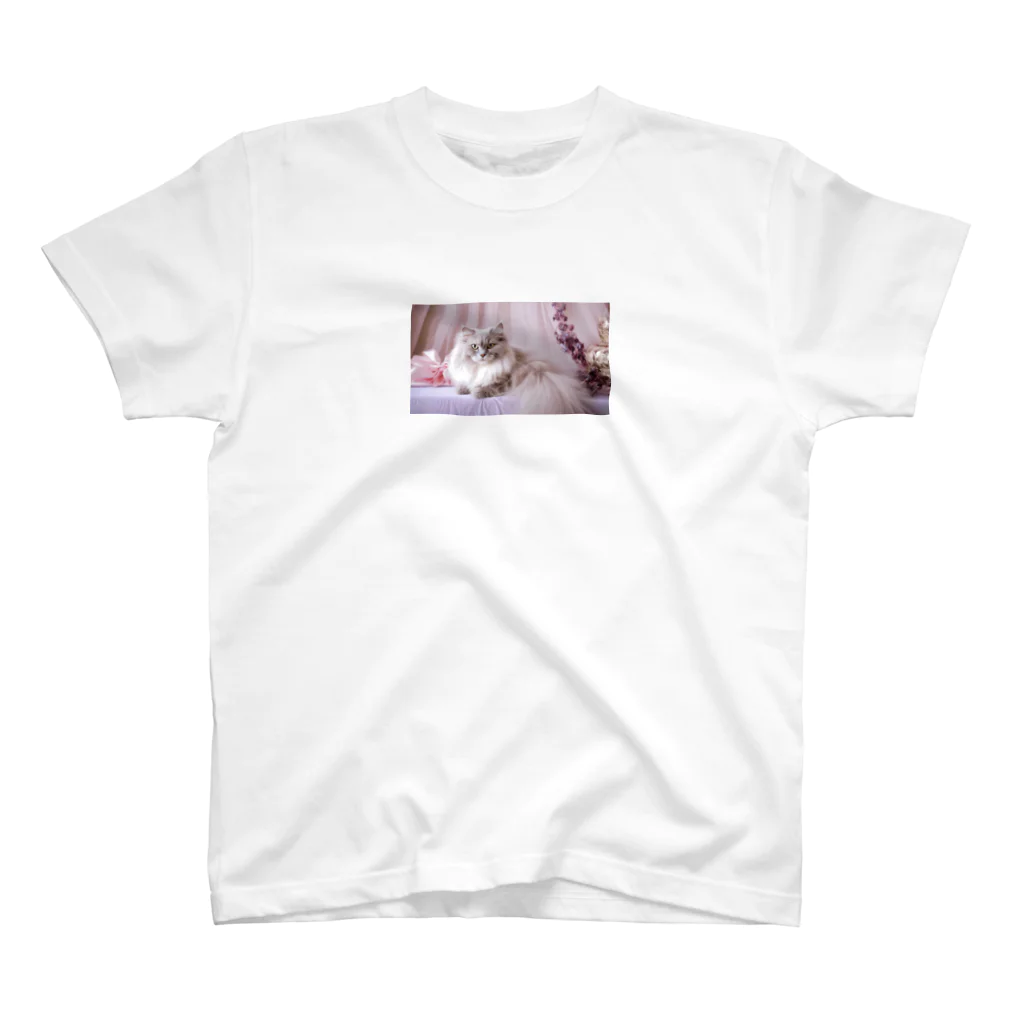 はんなり女史のラベンダー色の猫 スタンダードTシャツ