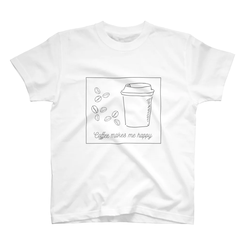 一言のCoffee makes me happy スタンダードTシャツ