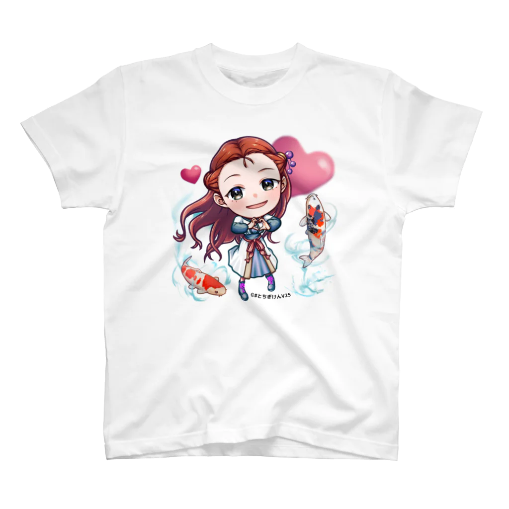 #とちぎけんV25 Official Shopの巴絵の巴波川に恋・鯉シリーズ スタンダードTシャツ