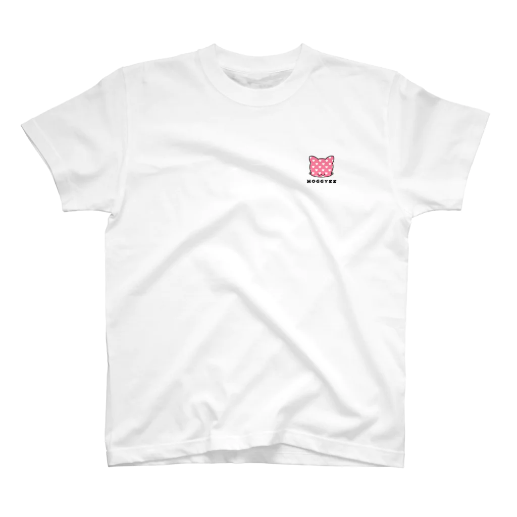 MOGGY88のMOGGY88 猫ロゴ　ハート柄(ピンク) スタンダードTシャツ