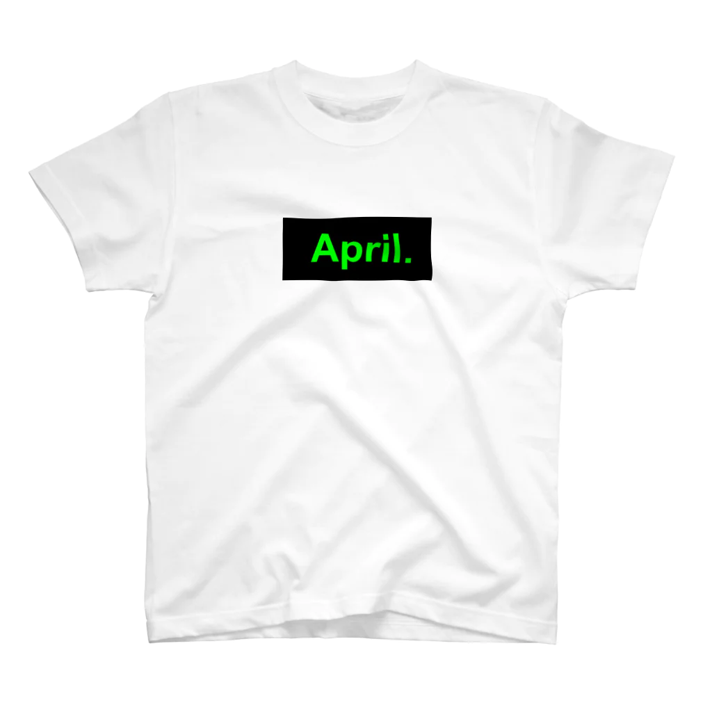 April.のApril.BOX LOGO(グリーン×ブラック) Regular Fit T-Shirt