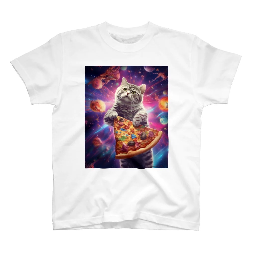 ばけものだいすきの宇宙ネコピザ スタンダードTシャツ