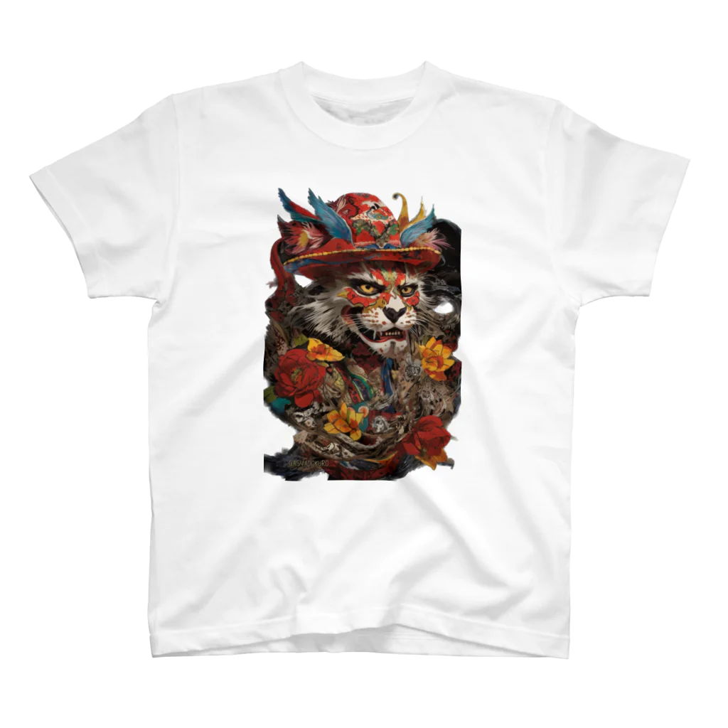 歌゛者髑髏-GASYADOKORO-のペインティングキャット スタンダードTシャツ