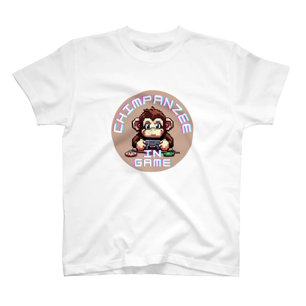 朱音琴音のドット絵のゲーム中のチンパンジー Regular Fit T-Shirt