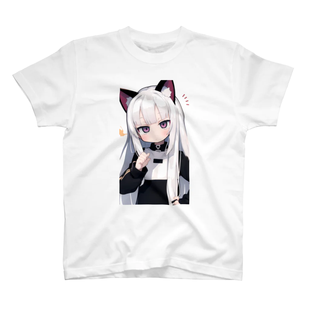 ケモ耳美少女キツネちゃん（AIart）のキュート＆ワイルドな髪の女の子 Regular Fit T-Shirt