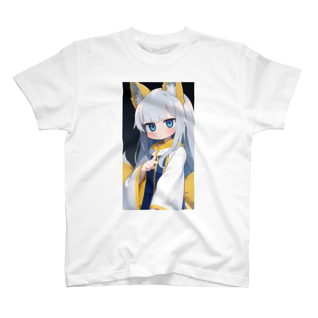 ケモ耳美少女キツネちゃん（AIart）の魅惑的なキツネ姿の美女 スタンダードTシャツ