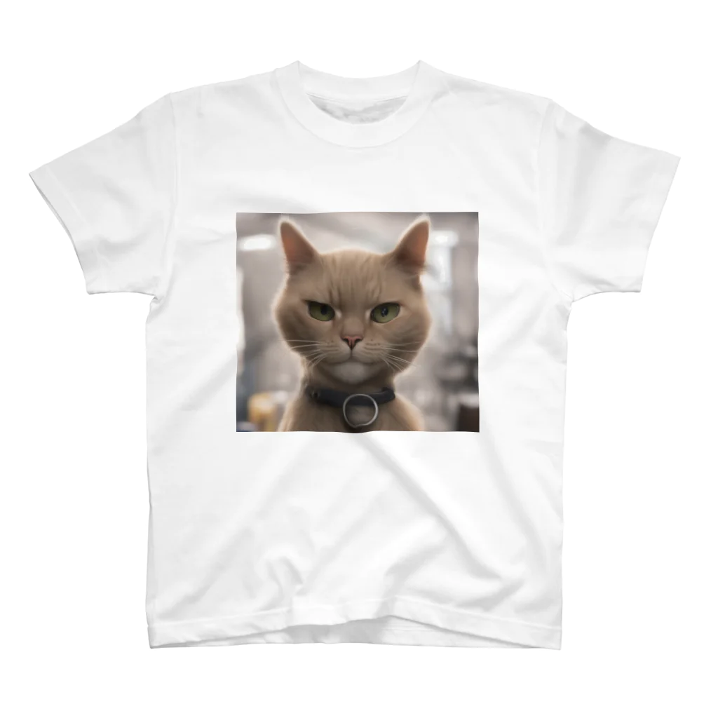 TAIYO 猫好きのビックフォト茶虎模様猫 スタンダードTシャツ