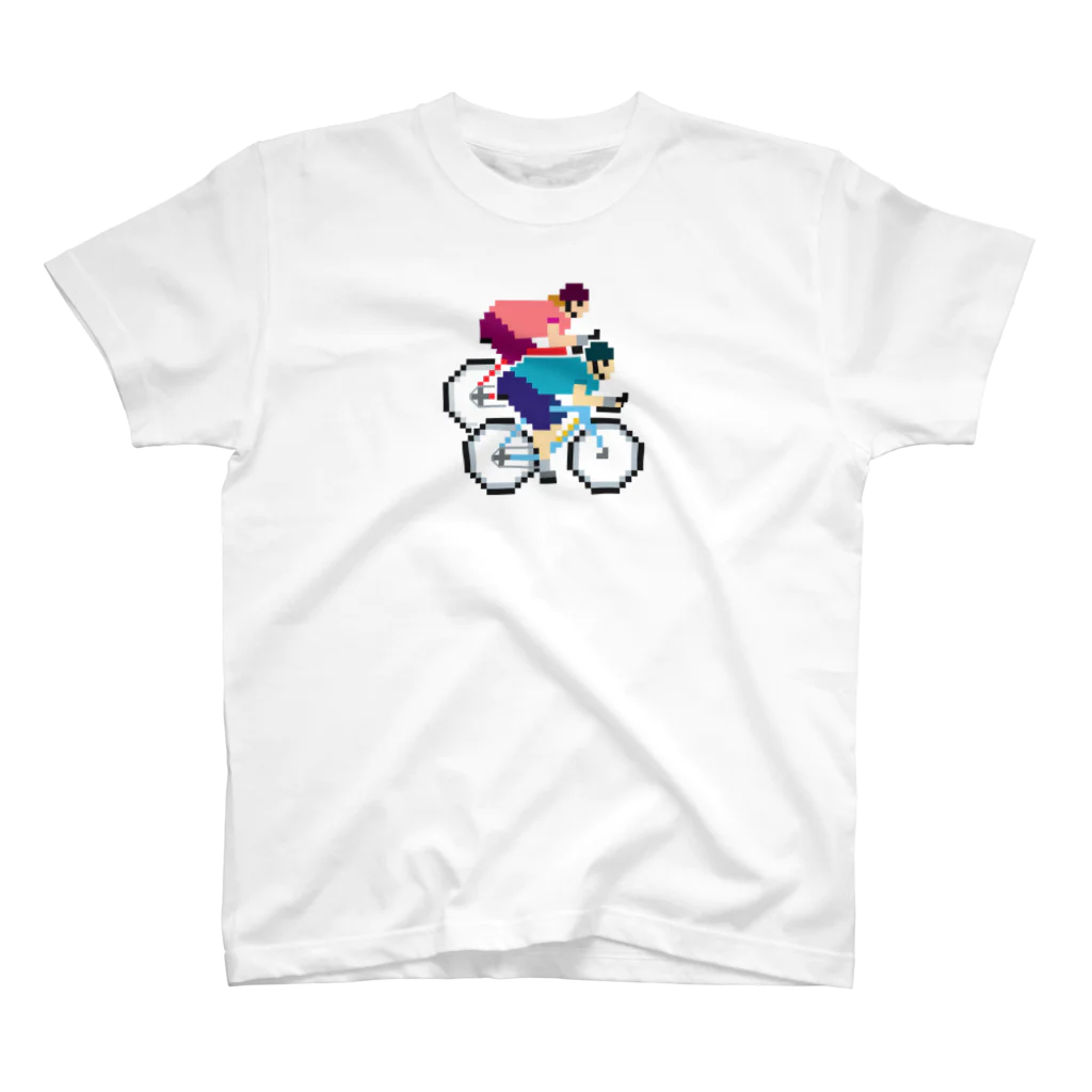 のりものドット絵Tシャツのふたりride（青・赤） Regular Fit T-Shirt