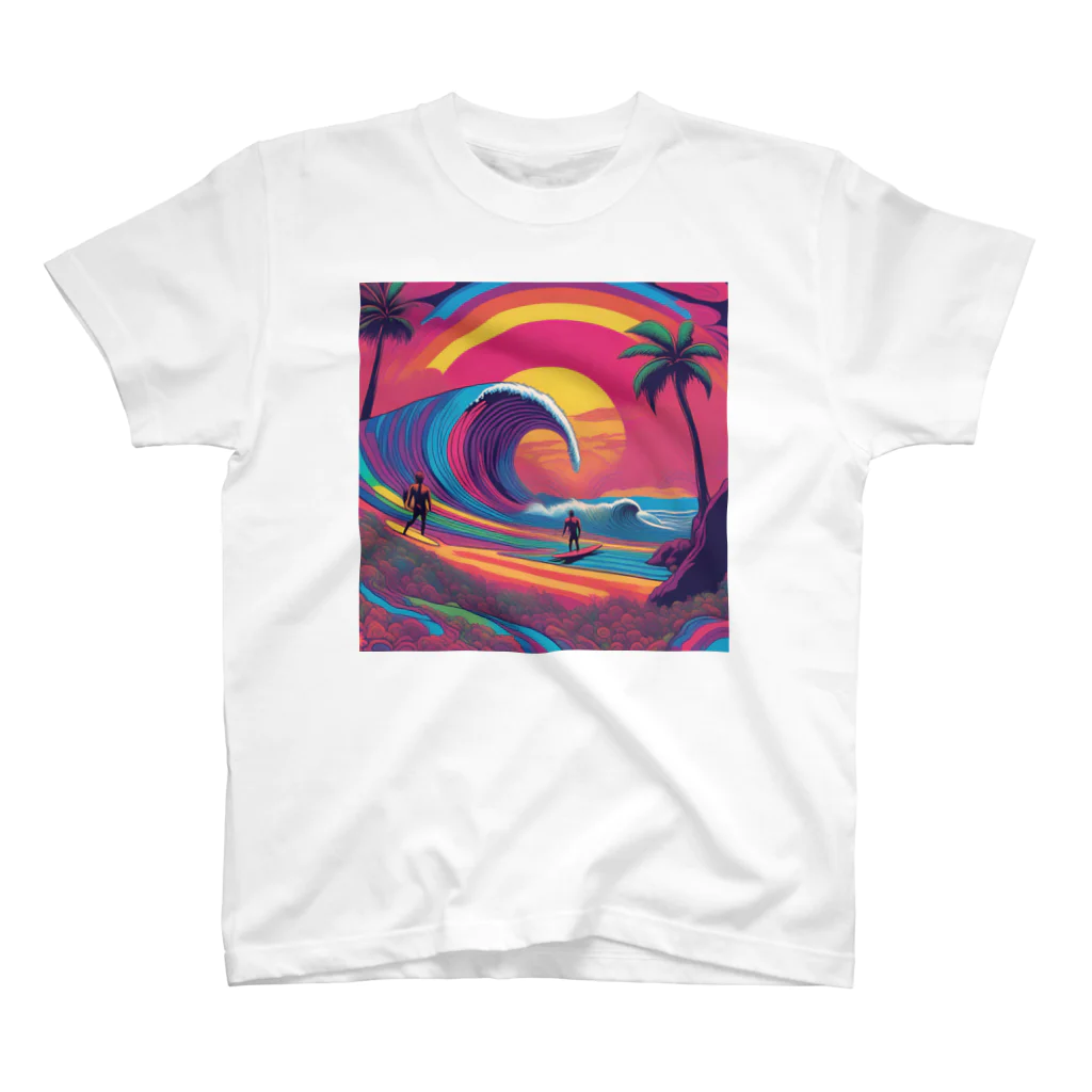 Sea Side TropicalのTropical Beach Surfer Art スタンダードTシャツ