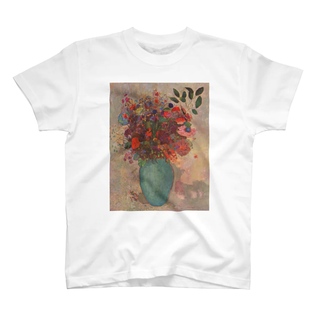 世界美術商店のトルコ石色の花瓶の花 /  The turquoise vase Regular Fit T-Shirt