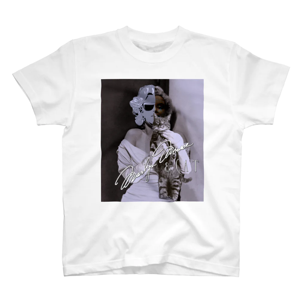 PALA's SHOP　cool、シュール、古風、和風、のMarilynMonroe　&　CAT スタンダードTシャツ