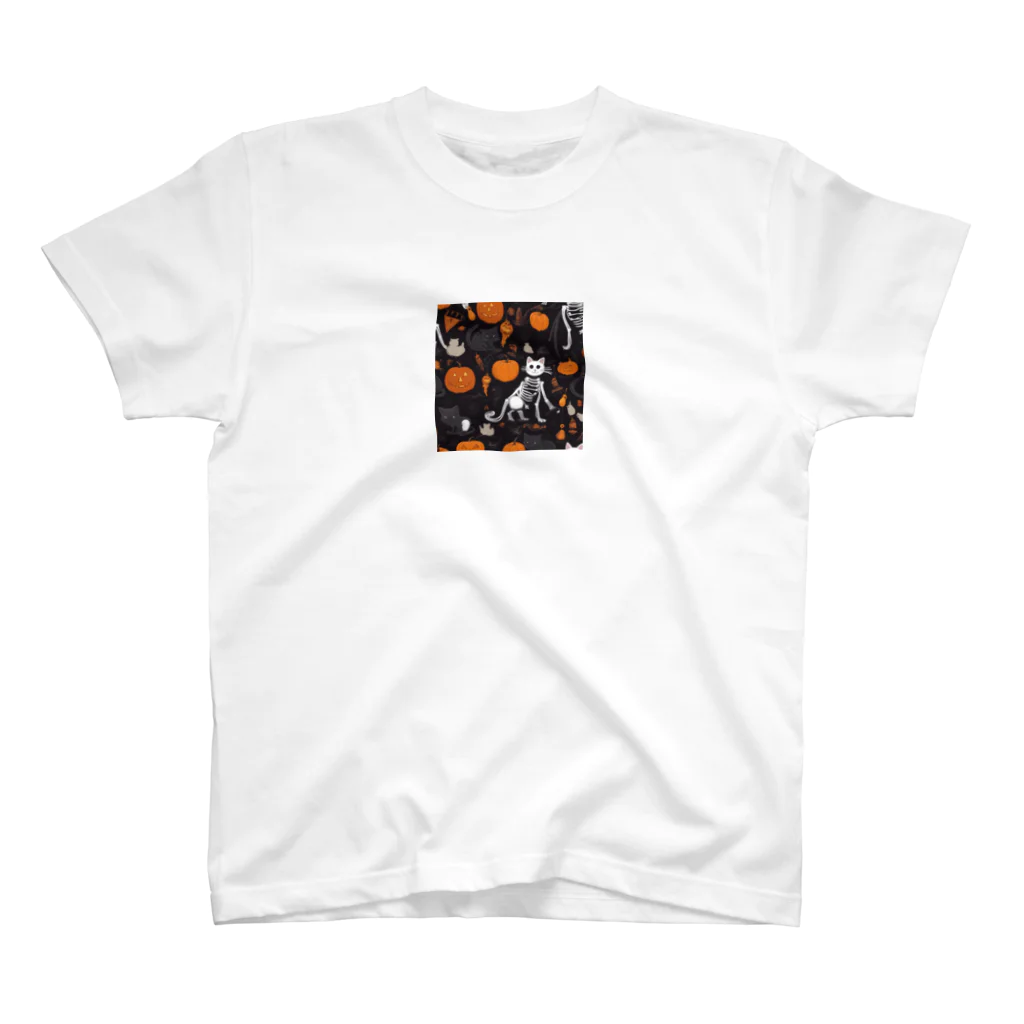 ToToMoの【ハロウィン】スケルトンキャット スタンダードTシャツ