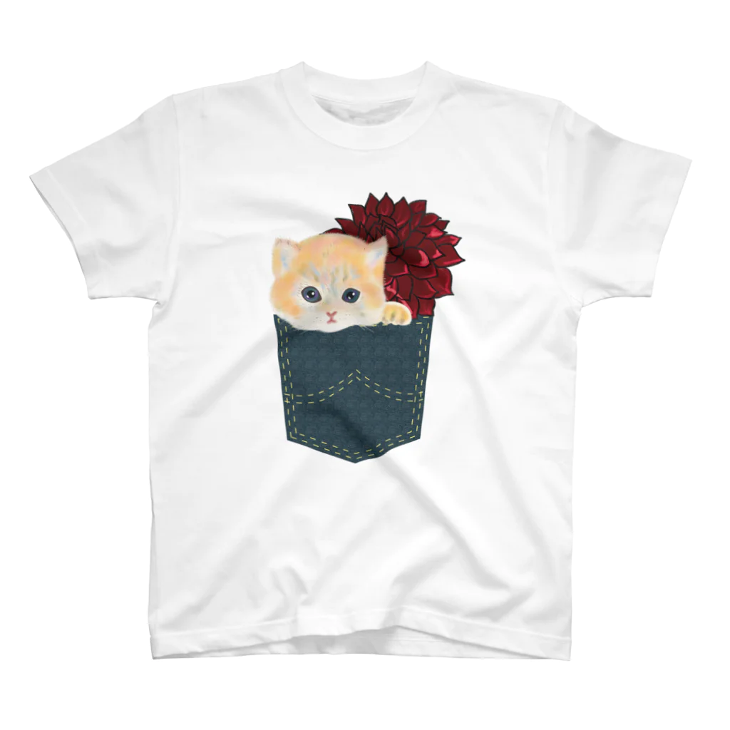 Lemo Art (レモアート)のポケねこ　ガーベラ Regular Fit T-Shirt