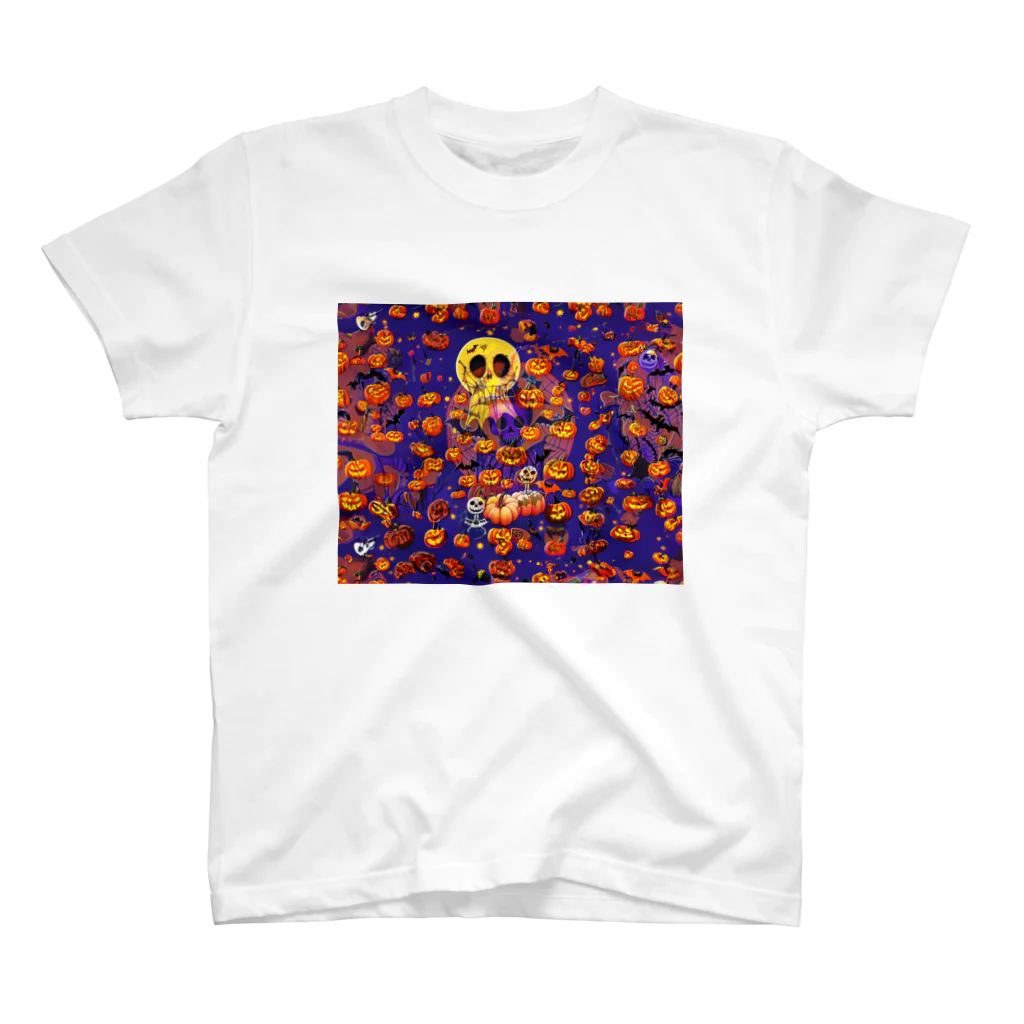 Ａ’ｚｗｏｒｋＳのハッピーハロウィン　スケルトンとマシマシジャックオーランタン スタンダードTシャツ