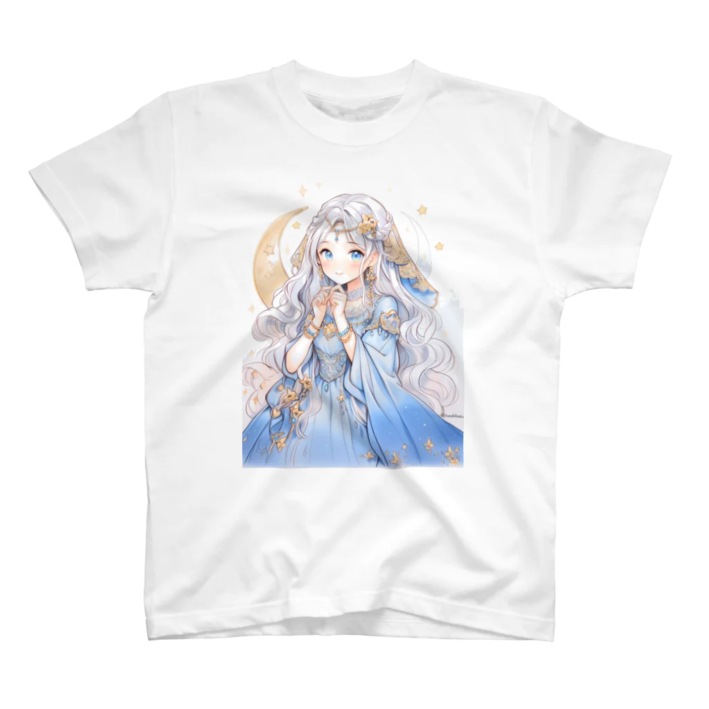 xxIPPOxxの月の光のように輝く銀髪の妖精の王女 スタンダードTシャツ