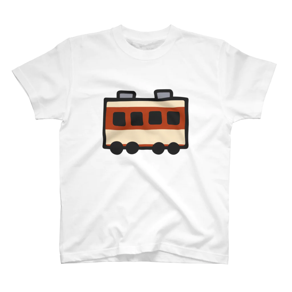 みずしまワークスの昔の電車：えんじ＆クリーム スタンダードTシャツ