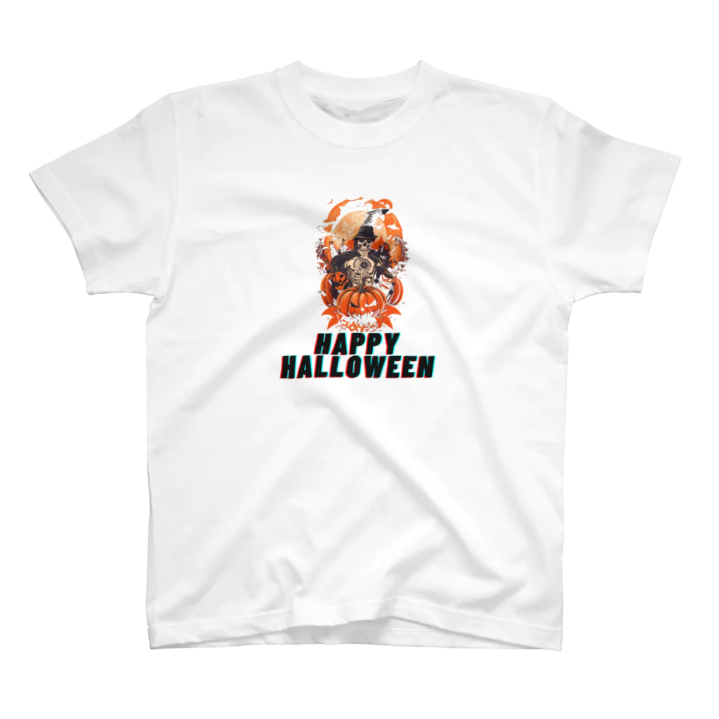 面白デザインショップ ファニーズーストアの Happy　Halloween(骸骨） スタンダードTシャツ