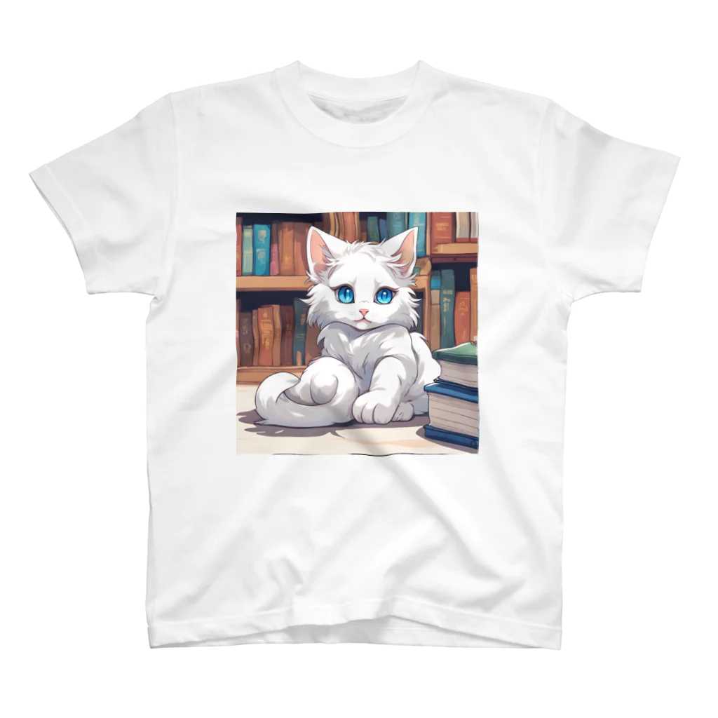 yoiyononakaの図書室の番猫02 Regular Fit T-Shirt