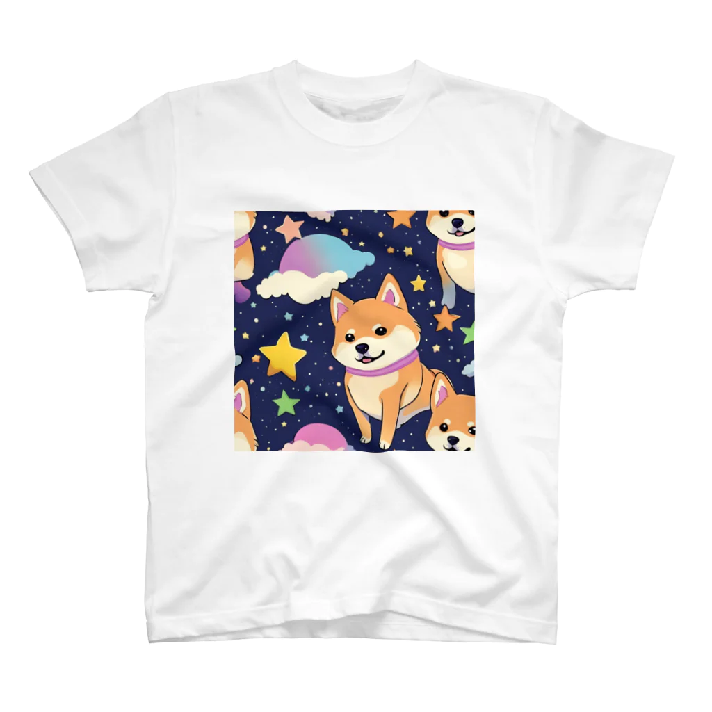 ゆんまるの夜空に柴犬 Regular Fit T-Shirt