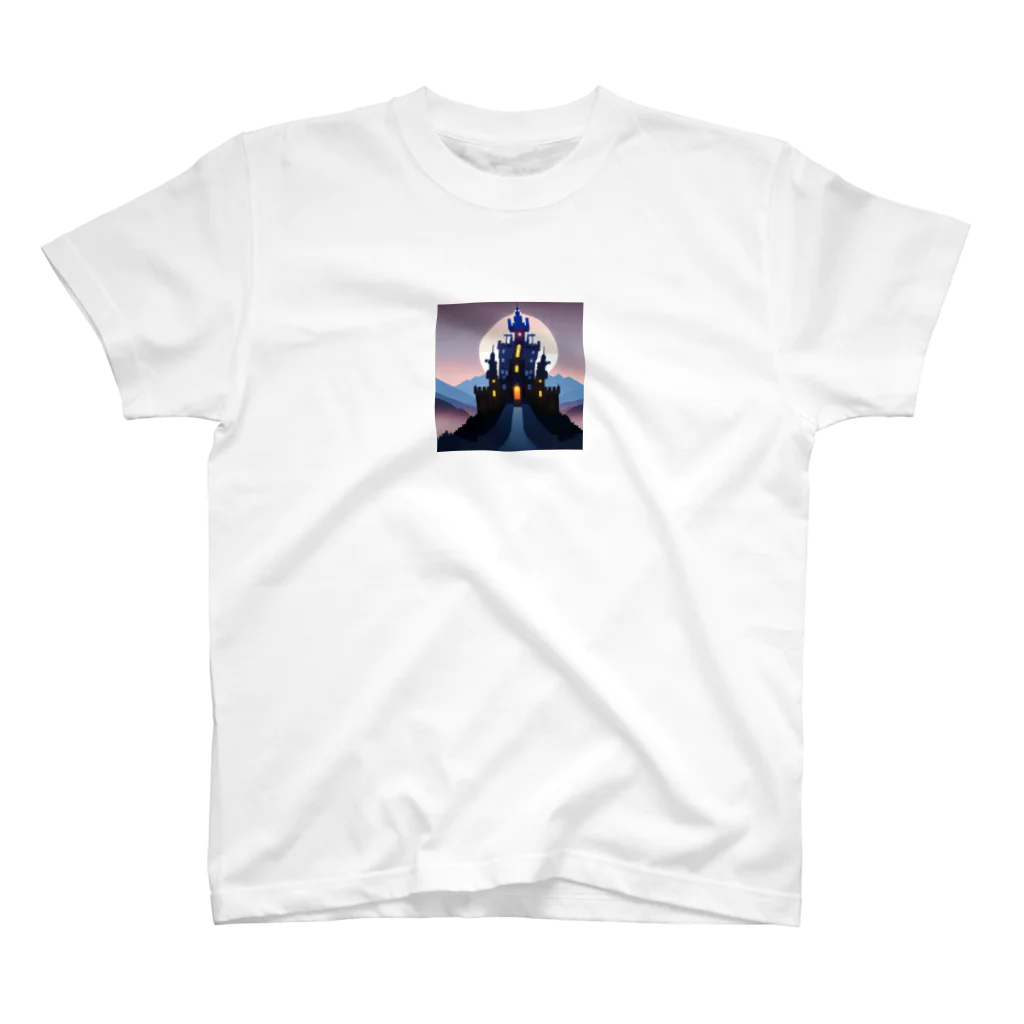 umakoiの満月の夜の風景とドラキュラ城のシルエットのドット絵２ Regular Fit T-Shirt