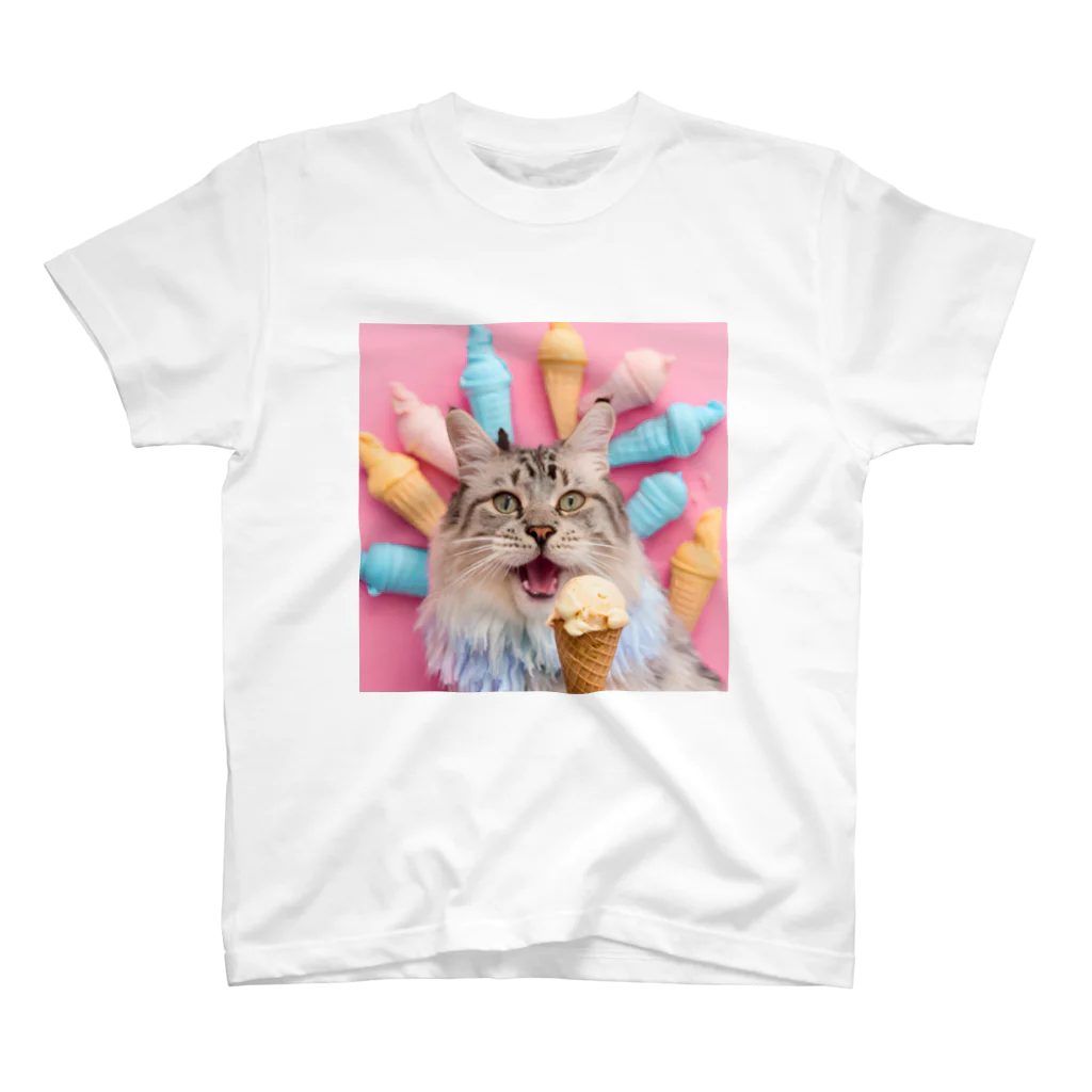 猫雑貨屋　ねこまろのアイスを食べた猫 Regular Fit T-Shirt