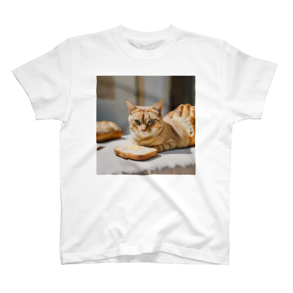 猫雑貨屋　ねこまろのパンの化身、茶トラ スタンダードTシャツ