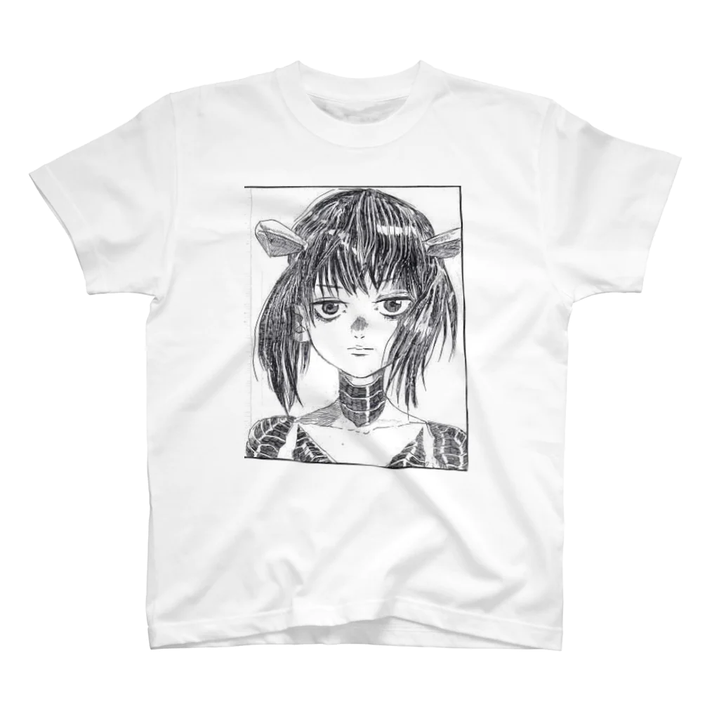 ザビエラー長谷川の黒髪ジト目の少女の漫画コマ スタンダードTシャツ