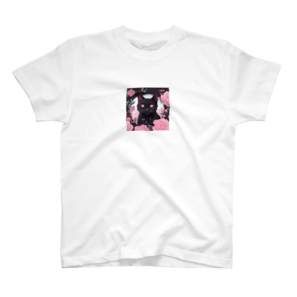 shachashachaの花と黒猫 スタンダードTシャツ