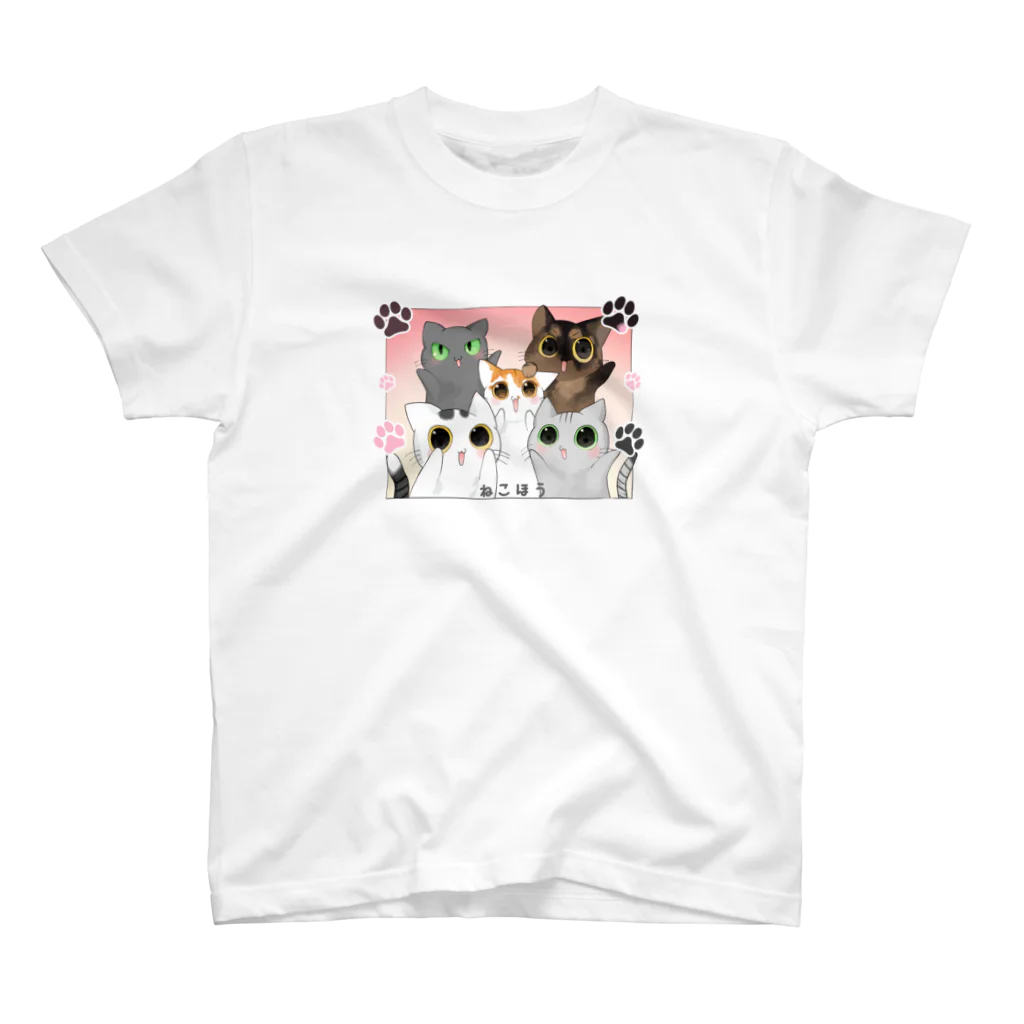 ねこほうチャンネル公式グッズの5匹ねこほうイラストグッズ スタンダードTシャツ