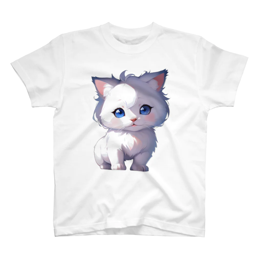 Hoshi_Hikariのホワイトにゃんこ Regular Fit T-Shirt