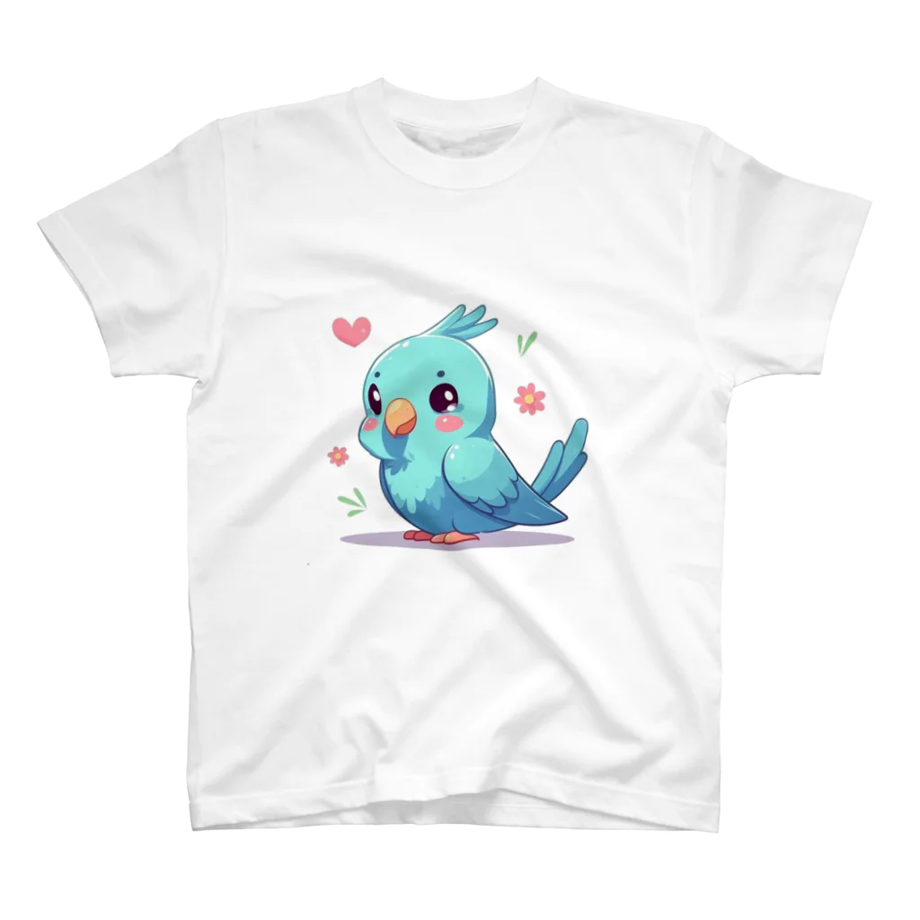 終わらない夢🌈の幸せの青いインコちゃん💞 スタンダードTシャツ