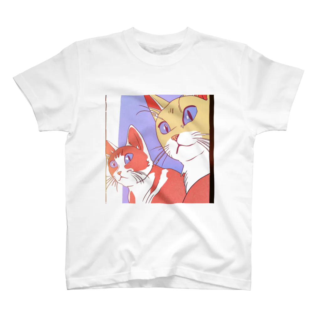 etwoshopの夕映え双猫 スタンダードTシャツ