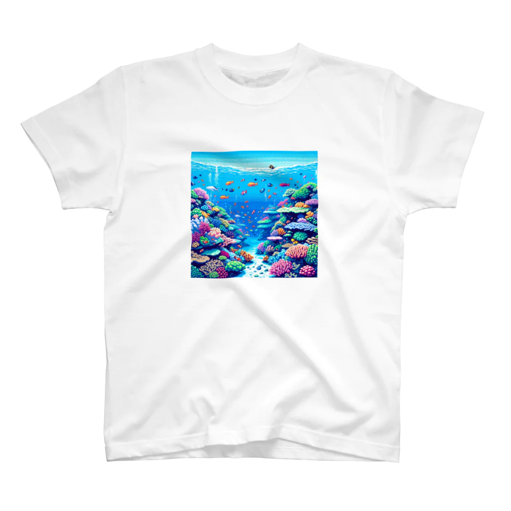 ひろ|沖縄大好きな人のドット絵沖縄の海 スタンダードTシャツ