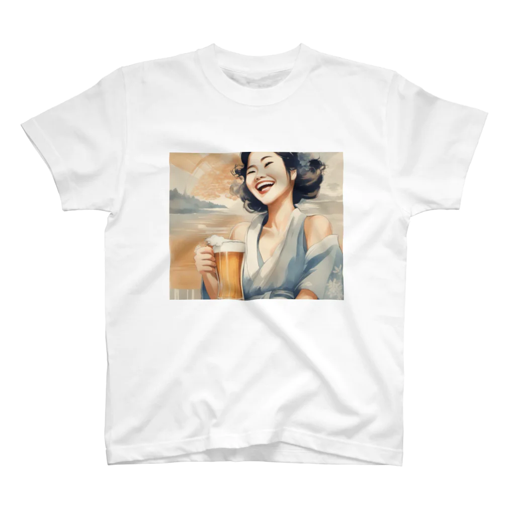 MistyStarkの日本人女性のビールポスタ- スタンダードTシャツ