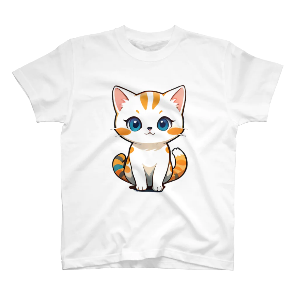 もふもふデザインストアのふんわり癒しのモフモフ猫 スタンダードTシャツ