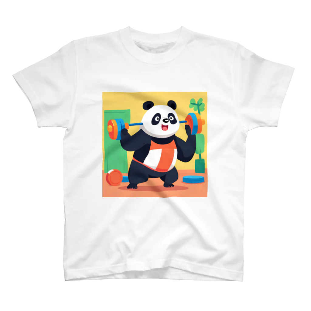 萌えキャラ大好きの筋トレをするパンダイラストのグッズ Regular Fit T-Shirt