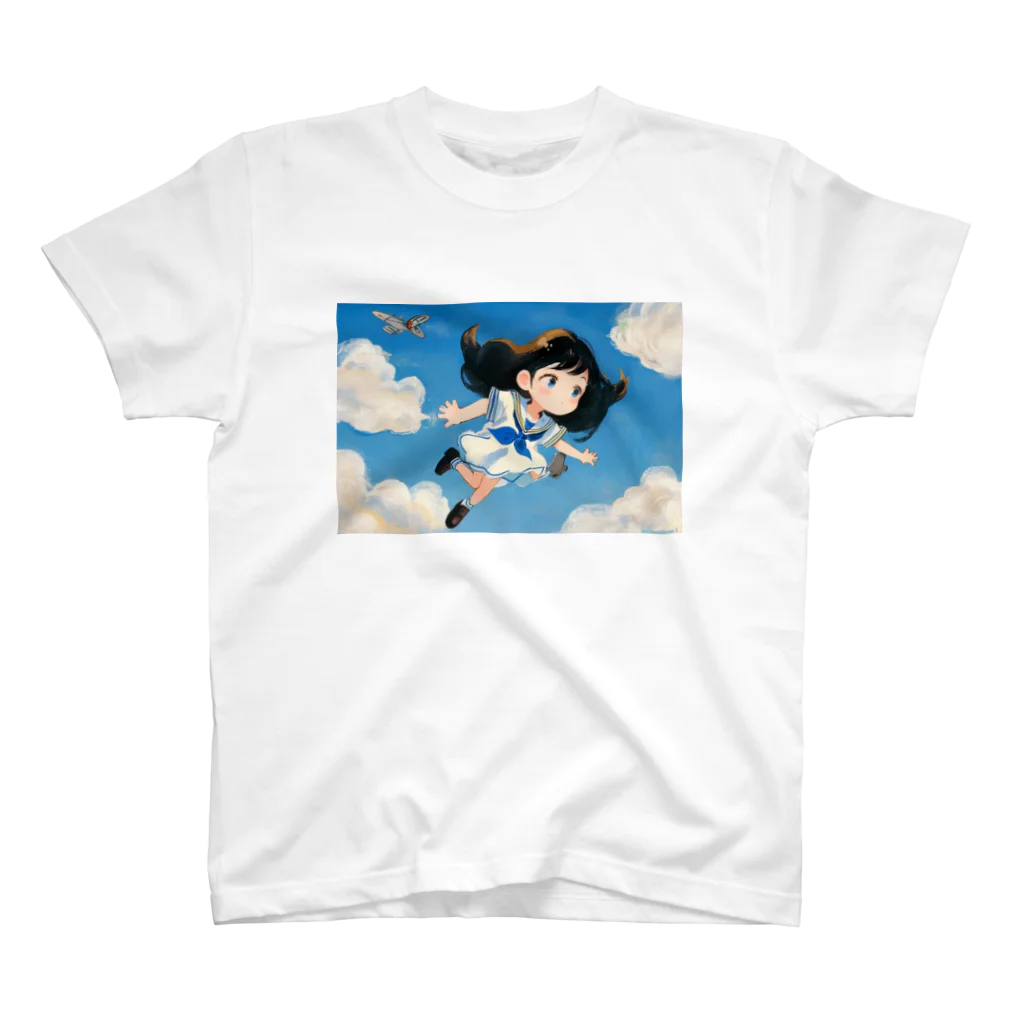 くま屋のSkyward Dreams: Soaring Girl Art Regular Fit T-Shirt